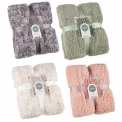 B&M Simply Two Tone Teddy Throw - Blush 11 B&M Simply Two Tone Teddy Throw - Blush -B&M 394924 394926 394927 394928 simply plain teddy throw group 2