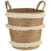B&M Fringe Stripe Wicker Basket -B&M 395929 fringe stripe wicker basket