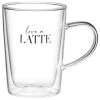 B&M Printed Double Wall Glass Latte Mug -B&M 396480 printed double wall glass latte mug love a latte