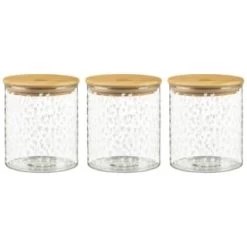 B&M Printed Glass Bamboo Storage Jars 3pc 9 B&M Printed Glass Bamboo Storage Jars 3pc -B&M 396485 3pk printed glass bamboo storage jars 2