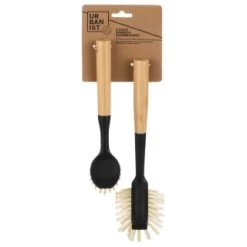 B&M Bamboo Dish Brushes 2pk -B&M 397041 2pk bamboo dishbrushes